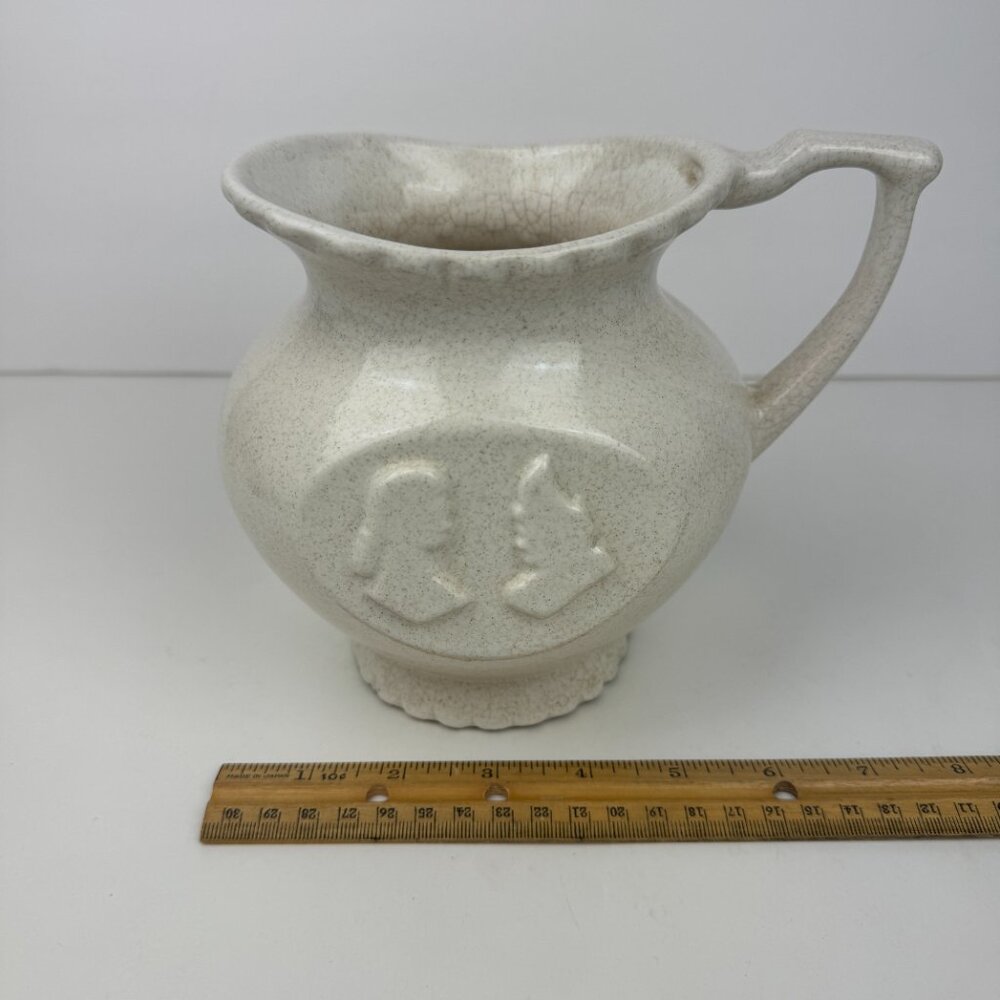 Vtg Pfaltzgraff Pitcher Speckled Cream Off White Cottage‎ Farmhouse Colonial